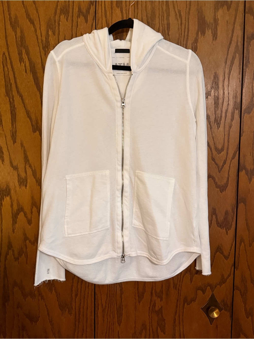 ATM Anthony Thomas Melillo White French Terry Zip Hoodie L